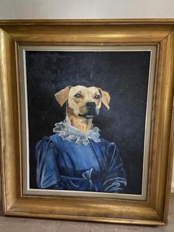 olieverfschilderij hond  beschikbaar voor biedingen