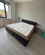 Grijze stoffen Boxspring met Matrassen en topper 180x200, Huis en Inrichting, Slaapkamer | Boxsprings, Ophalen