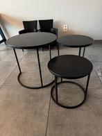 Mango houten salon tafeltjes zwart, Huis en Inrichting, Tafels | Salontafels, Ophalen, 50 tot 100 cm, 50 tot 75 cm, Rond