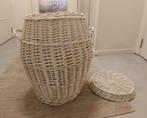Panier à linge ou panier de rangement en rotin/osier blanc, Osier, Rond, Comme neuf, Enlèvement