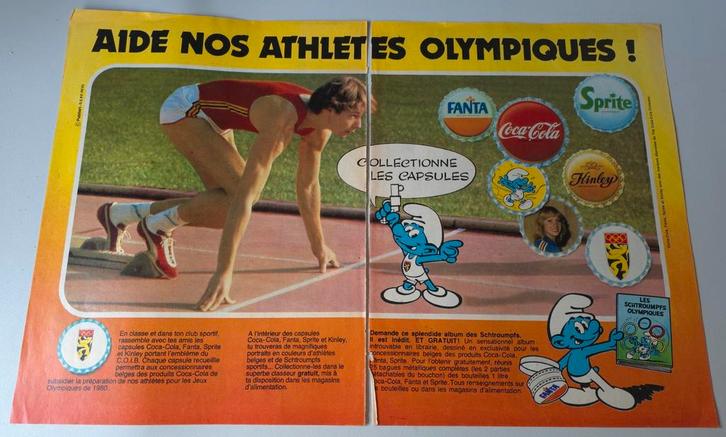 Ancienne publicitaire Schtroumpf Coca-Cola, Verzamelen, Smurfen, Gebruikt, Stripboek, Overige Smurfen, Verzenden