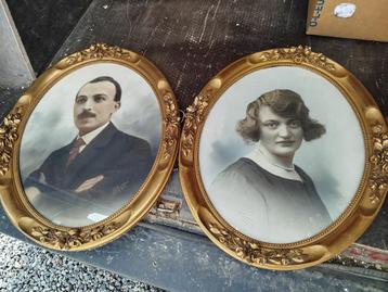 OUD VERGULD STUCWERK HOUTEN PORTRETLIJST beschikbaar voor biedingen