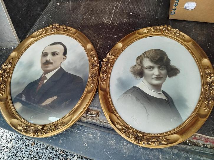 OUD VERGULD STUCWERK HOUTEN PORTRETLIJST, Antiek en Kunst, Curiosa en Brocante, Ophalen of Verzenden