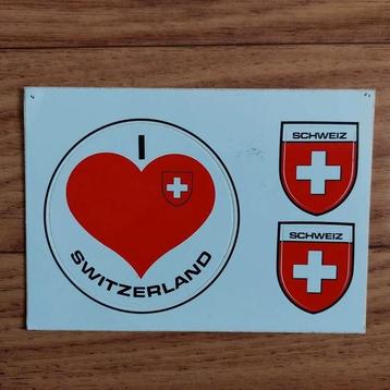 Postkaart met 3 stickers Zwitserland, Enlèvement ou Envoi
