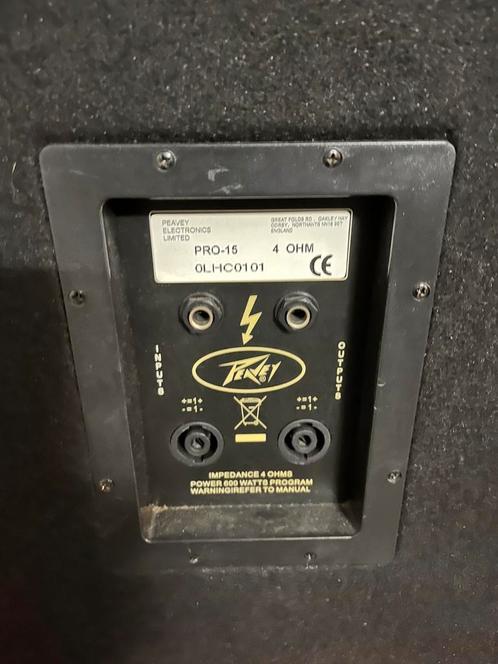 Set van 2 Peavey Pro-15  + statieven + kabels (compleet), Muziek en Instrumenten, Versterkers | Keyboard, Monitor en PA, Zo goed als nieuw