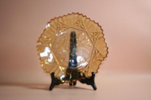 Art deco fruit gebak schaal amber glas, Antiek en Kunst, Antiek | Servies compleet, Ophalen of Verzenden