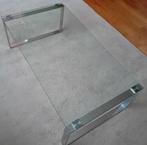TABLE BASSE EN VERRE TREMPE + INOX 121 x 66 x 38 cm, Comme neuf, 100 à 150 cm, Rectangulaire, DESIGN