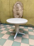 Vintage ronde Deense uitschuifbare tafel 4-6 personen, Ophalen, Gebruikt, 100 tot 150 cm, Rond