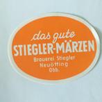 oud bieretiket Duitsland #1900 Stieglerbrau  Neuotting, Verzamelen, Biermerken, Verzenden, Gebruikt, Overige typen, Overige merken