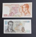 België setje van 2 bankbiljetten, Postzegels en Munten, Verzenden, Setje