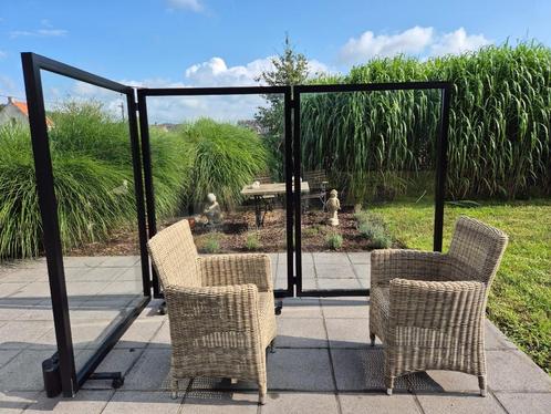 mobiel glazen windscherm, Tuin en Terras, Overige Tuin en Terras, Zo goed als nieuw, Ophalen