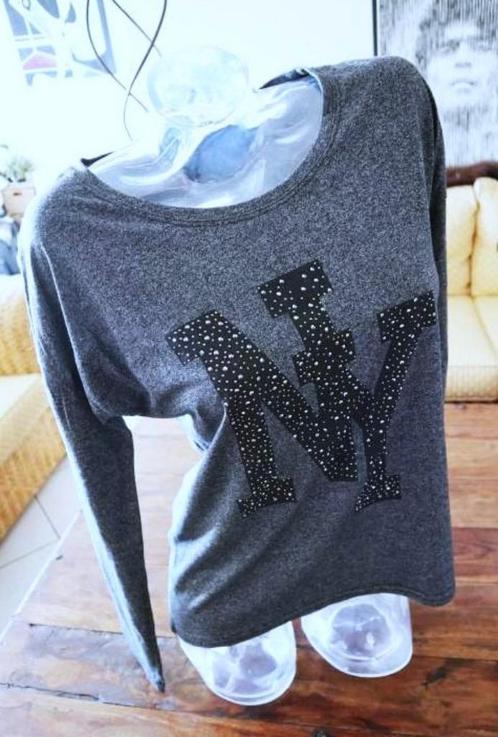 zwart sprankelend New York T-shirt Madonna, Kleding | Dames, T-shirts, Nieuw, Maat 42/44 (L), Grijs, Lange mouw, Ophalen of Verzenden