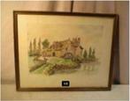 Mooi Geschilderd Aquarel 'Watermolen Guingamp' - Alain, Antiek en Kunst, Ophalen of Verzenden
