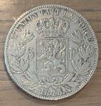 Belgische munt 5 frank uit 1875 - zeer goede staat, Zilver, Ophalen of Verzenden, Losse munt, Zilver