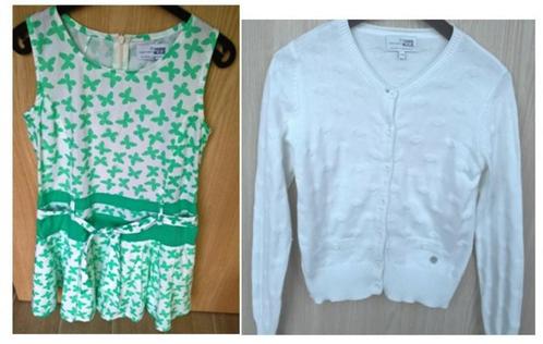 Mooie jurk +witte gilet - Terre Bleue - maat 140 (als NIEUW), Kinderen en Baby's, Kinderkleding | Maat 140, Zo goed als nieuw