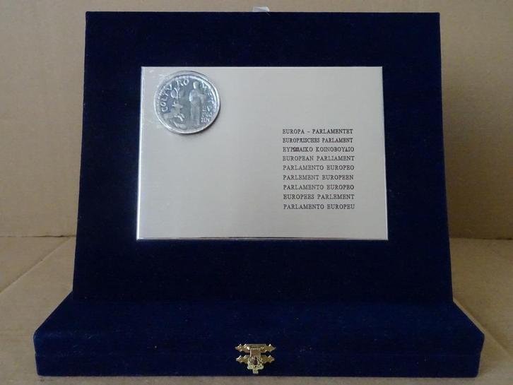 Zilveren penning Europees Parlement penning erepenning munt, Postzegels en Munten, Penningen en Medailles, Zilver, Ophalen of Verzenden