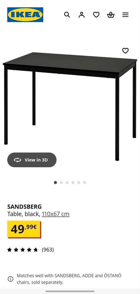 Set van 2 tafels en 4 stoelen IKEA Sandsberg & Stefan, Huis en Inrichting, Tafels | Statafels, Zo goed als nieuw, Ophalen of Verzenden