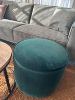 Poef - voetbank, Huis en Inrichting, Zetels | Voetbanken en poefs, Ophalen, Zo goed als nieuw, Rond, Stof = velvet ,donker groen, diameter 60cm, hoogte 45cm