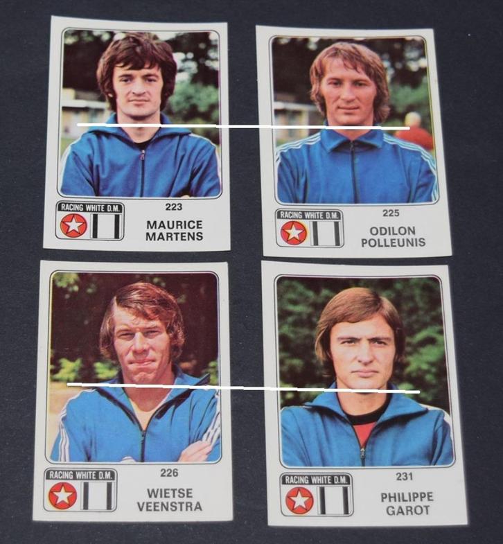 Panini Football 1973 - 74 / Racing White D.M. 4 stickers, Verzamelen, Sportartikelen en Voetbal, Zo goed als nieuw, Poster, Plaatje of Sticker