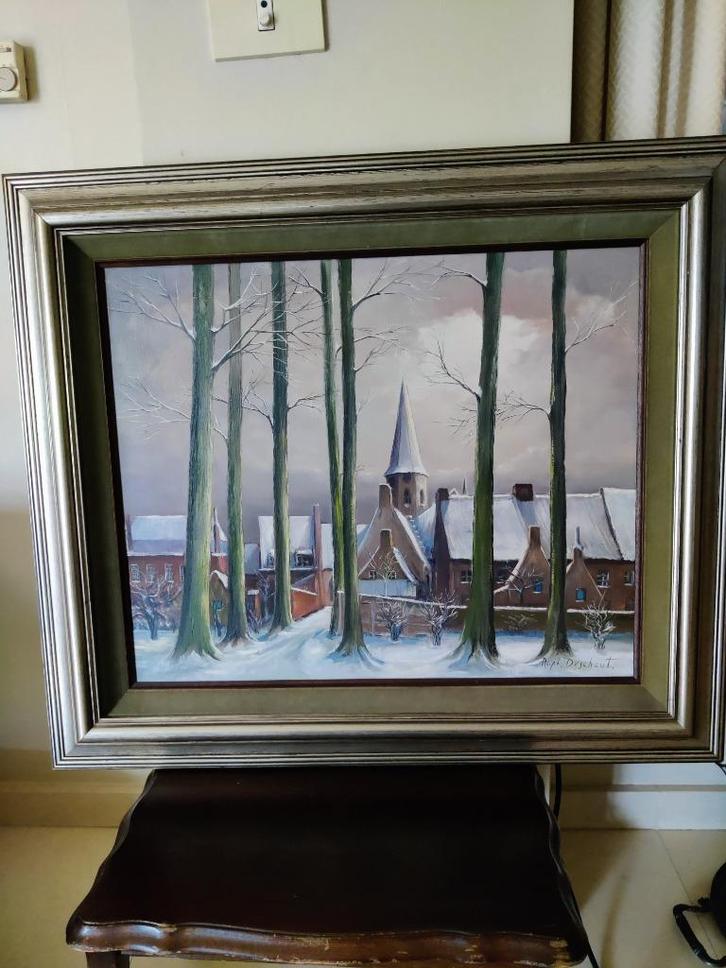 dorp in de winter van Ralph Deschout, Antiek en Kunst, Kunst | Schilderijen | Abstract, Ophalen