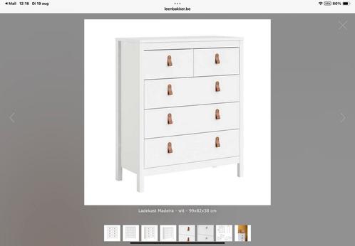 Nieuwe ladenkast wit modena met 5 schuiven, Kinderen en Baby's, Kinderkamer | Commodes en Kasten, Nieuw, Ophalen