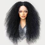 Mega afro pruik zwart haar lace front met wilde kroes spiraa, Verzenden, Nieuw