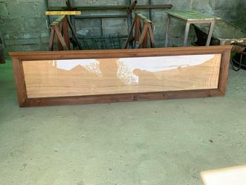 Houten reclame bord kader 213x54 cm met plexi glas in, daar beschikbaar voor biedingen
