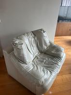 Leren zetel + fauteuil in gebroken wit., Huis en Inrichting, Ophalen, Gebruikt, Overige maten
