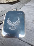 Antieke zilver heup fles harly davidson, Ophalen, Zilver