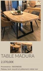 Table en teck massif et piètement métal noir, Enlèvement, Comme neuf, Teck