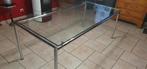 Grande table chrome et verre vintage 1970 Longueur 185cm, Enlèvement
