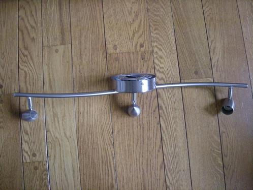 Ikea armatuur inoxlook voor 3 spots GU10, Huis en Inrichting, Lampen | Spots, Gebruikt, Plafondspot of Wandspot, Metaal of Aluminium