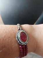 Halfedelstenen armband, Handtassen en Accessoires, Antieke sieraden, Ophalen of Verzenden, Brons, Armband