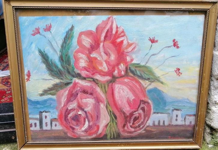 Giorgio de Chirico 'Roses Still-Life olieverf op doek, Antiek en Kunst, Kunst | Schilderijen | Klassiek, Verzenden