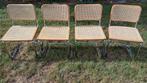 4 vintage stoelen in beuken en riet, Italië., Huis en Inrichting, Stoelen, Ophalen, Overige kleuren, Zo goed als nieuw, Vier