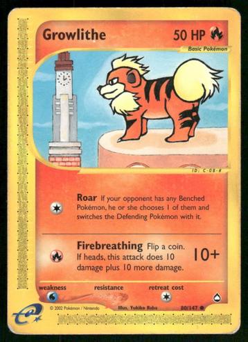 Growlithe 80/147 - Aquapolis beschikbaar voor biedingen
