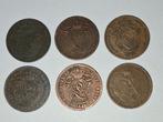 Belgique 6x 2 centimes 1836/1865/1870/1874/1876/1910vl, Série, Envoi