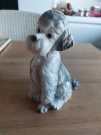 Vintage figuur hond poreslein grijs/wit, Gebruikt, Ophalen of Verzenden