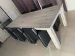 Tafel + leren stoelen + barkast + lange kast(kasten met LED), Huis en Inrichting, Ophalen, Zo goed als nieuw