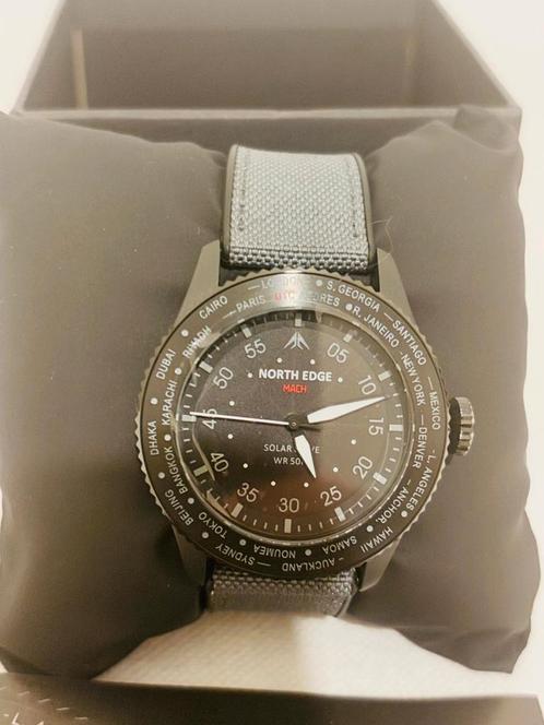 NORTH EDGE 2024 MACH Solar Power Quartz Horloge Heren Waterd, Handtassen en Accessoires, Horloges | Dames, Nieuw, Ophalen of Verzenden