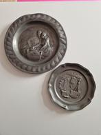 2 assiettes de naissance en étain, Antiek en Kunst, Antiek | Tin, Ophalen