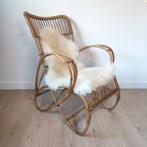 Vintage lounge stoel in rotan - Boho/landelijk/Scandinavisch, Huis en Inrichting, Stoelen, Ophalen, Gebruikt, Riet of Rotan, Boho vintage