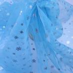 540) 150x100cm Organza blauw sneeuwvlok zilver glitter Elsa, Bleu, Polyester, Enlèvement ou Envoi, 30 à 200 cm