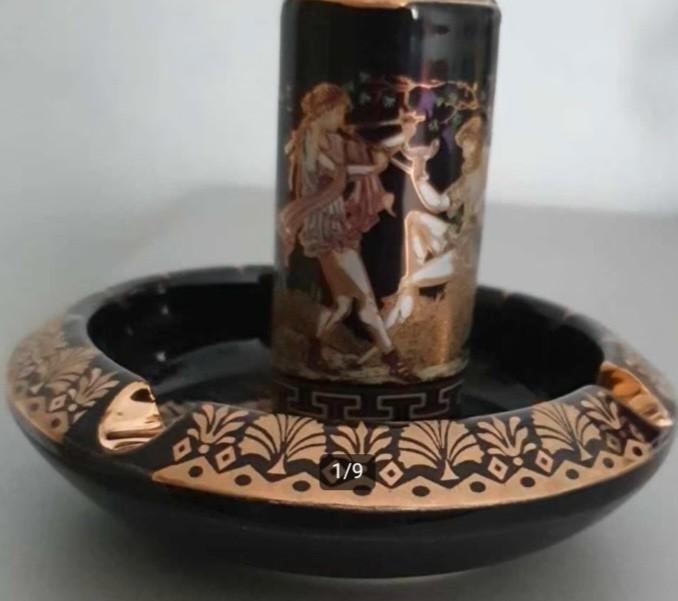 Cobalt Asbak met Lichtere vaasje., Antiek en Kunst, Curiosa en Brocante, Ophalen of Verzenden