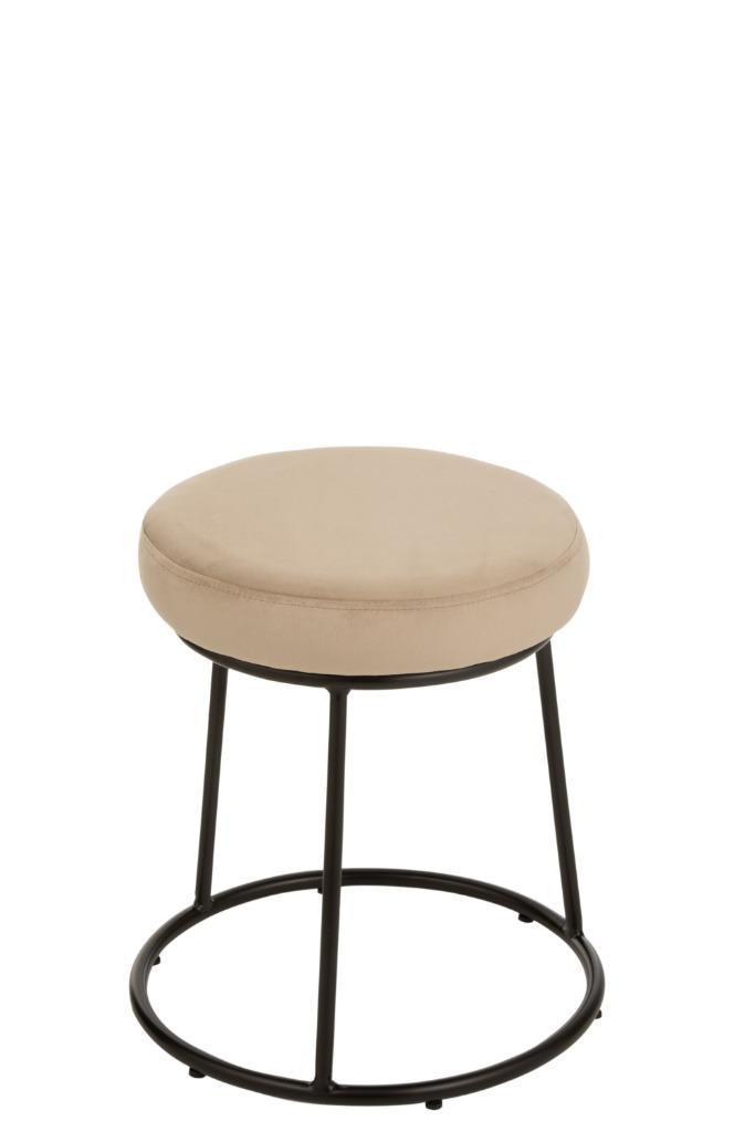 Kruk met fluweel beige stof & zwart onderstel – Nieuw!, Huis en Inrichting, Krukjes, Zo goed als nieuw, Overige materialen, Ophalen