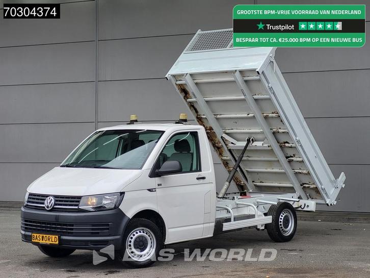 Volkswagen Transporter 150PK Open Laadbak Trekhaak Euro6 Pri, Auto's, Bestelwagens en Lichte vracht, Bedrijf, Te koop, Lederen bekleding