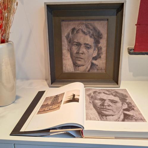 José Vermeersch houtskooltekening + kunstboek, Antiek en Kunst, Kunst | Beelden en Houtsnijwerken, Ophalen of Verzenden