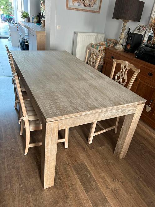 Table de salle à manger en bois cérusé J-Line, Huis en Inrichting, Tafels | Eettafels, Ophalen of Verzenden