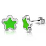 Groene bloem kids oorstekers in roestvrij staal, Handtassen en Accessoires, Oorbellen, Ophalen of Verzenden, Nieuw, Knopjes of Stekers