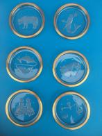 KRISTALLEN GLAS ONDERZETTERS VAL SAINT LAMBERT GOUDEN RAND, Antiek en Kunst, Antiek | Glaswerk en Kristal, Ophalen of Verzenden